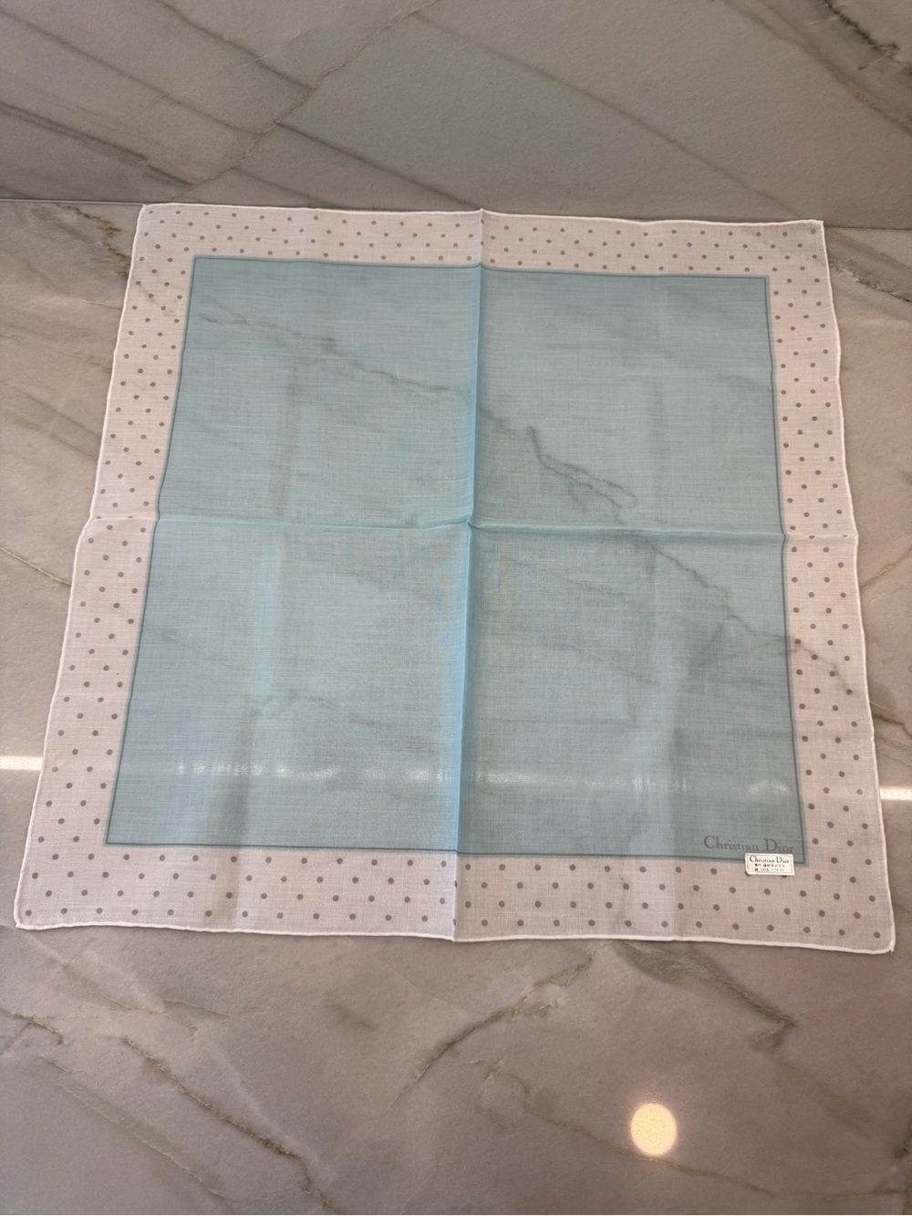 Christian Dior Vintage Cotton Polka Dot Scarf 47 cm
